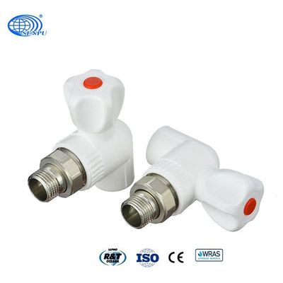 20mm PN25 সাদা সোজা রেডিয়েটর ভালভ তাপ প্রতিরোধের PPR পাইপ ফিটিং